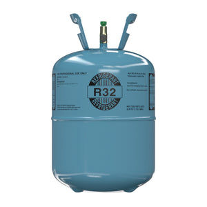 3D rendered front view of 20.9lb R32 refrigerant cylinder, flammable gas for modern high-efficiency air conditioning systems