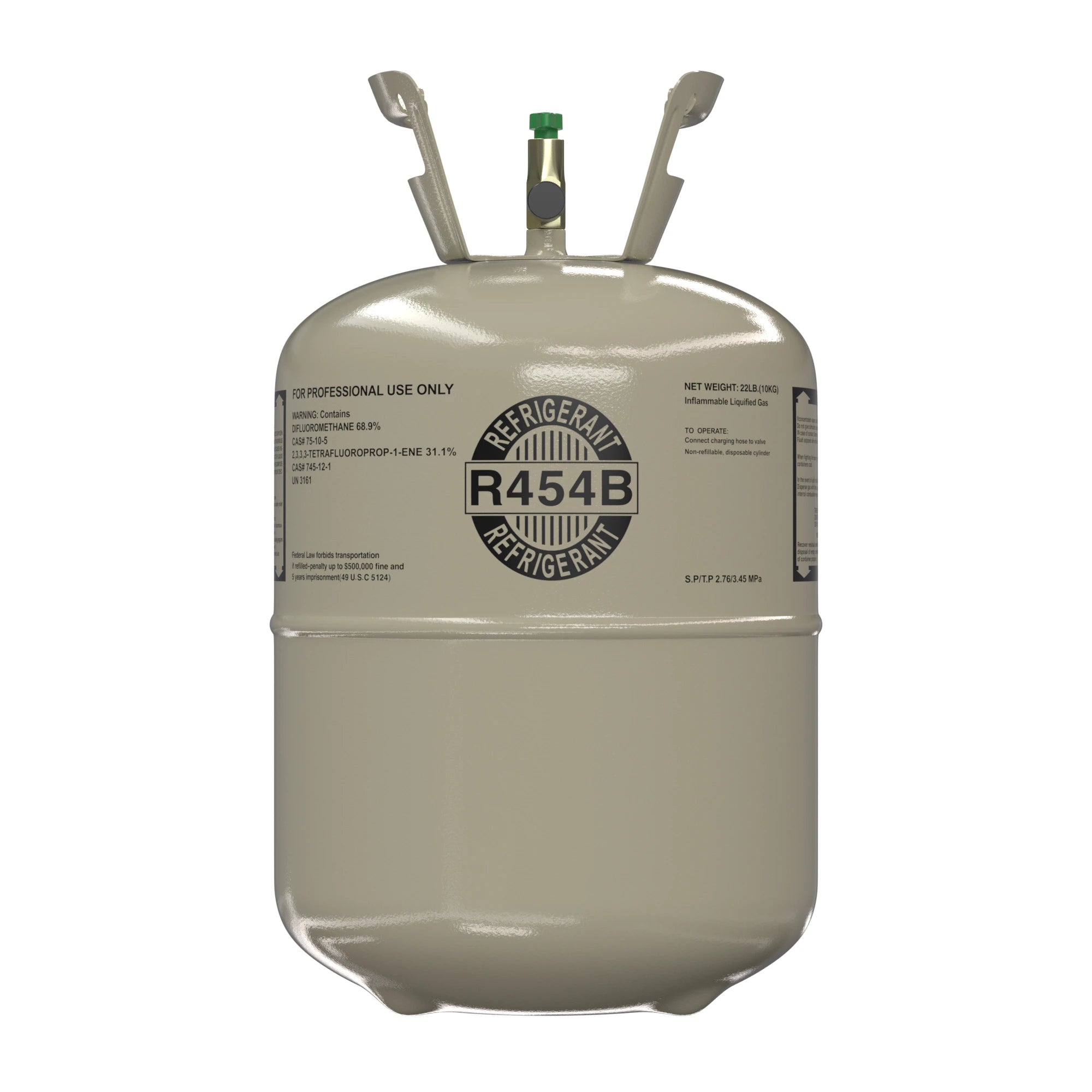 R-454B Refrigerant Gas 22lb | Low GWP, High Efficiency HVAC Refrigerant (5 Cylinders / 110lb Total)